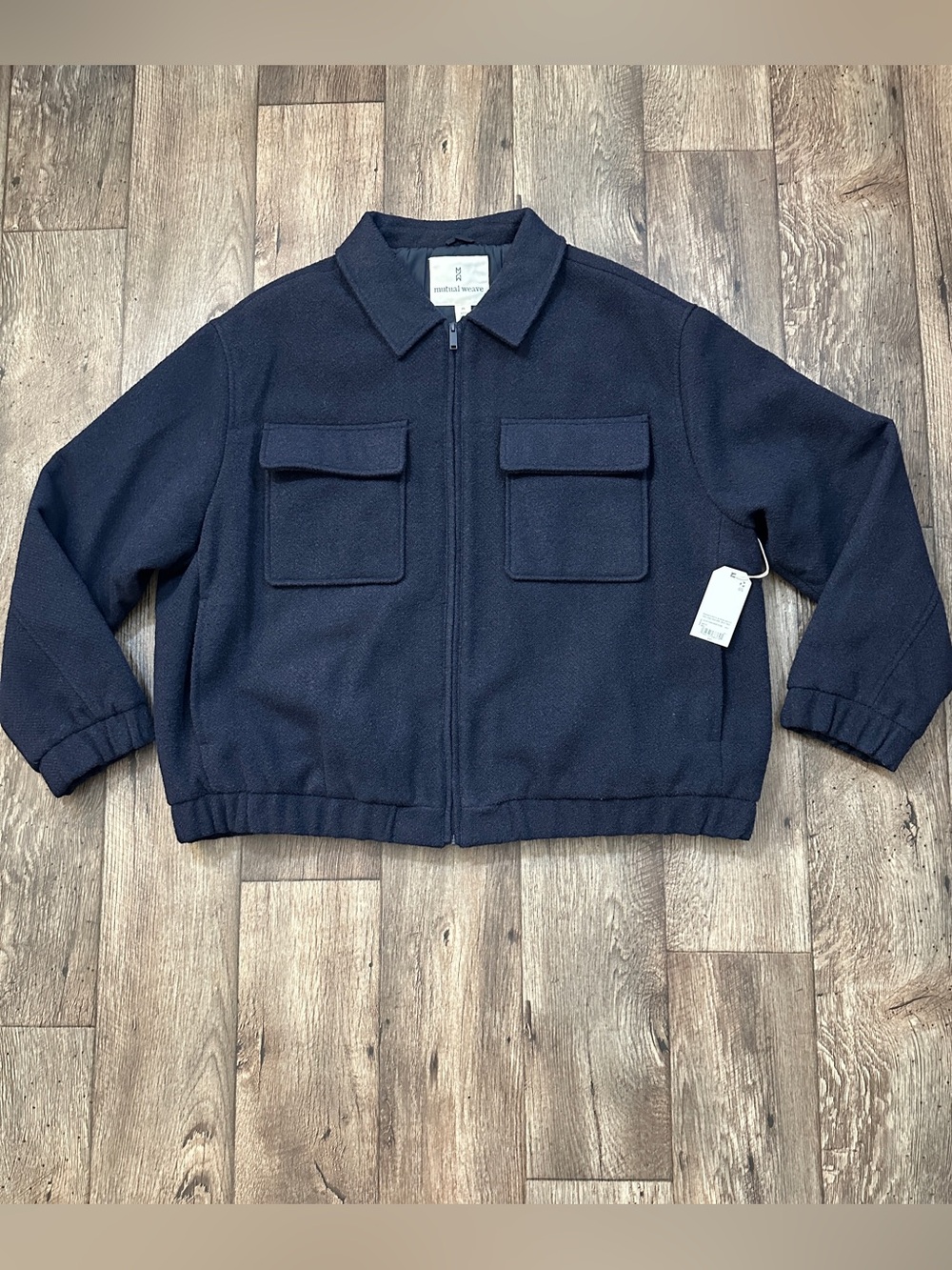 Mutual Weave Zip Up Regular Fit Shirt Jacket Bomber Men’s Size XXL Navy